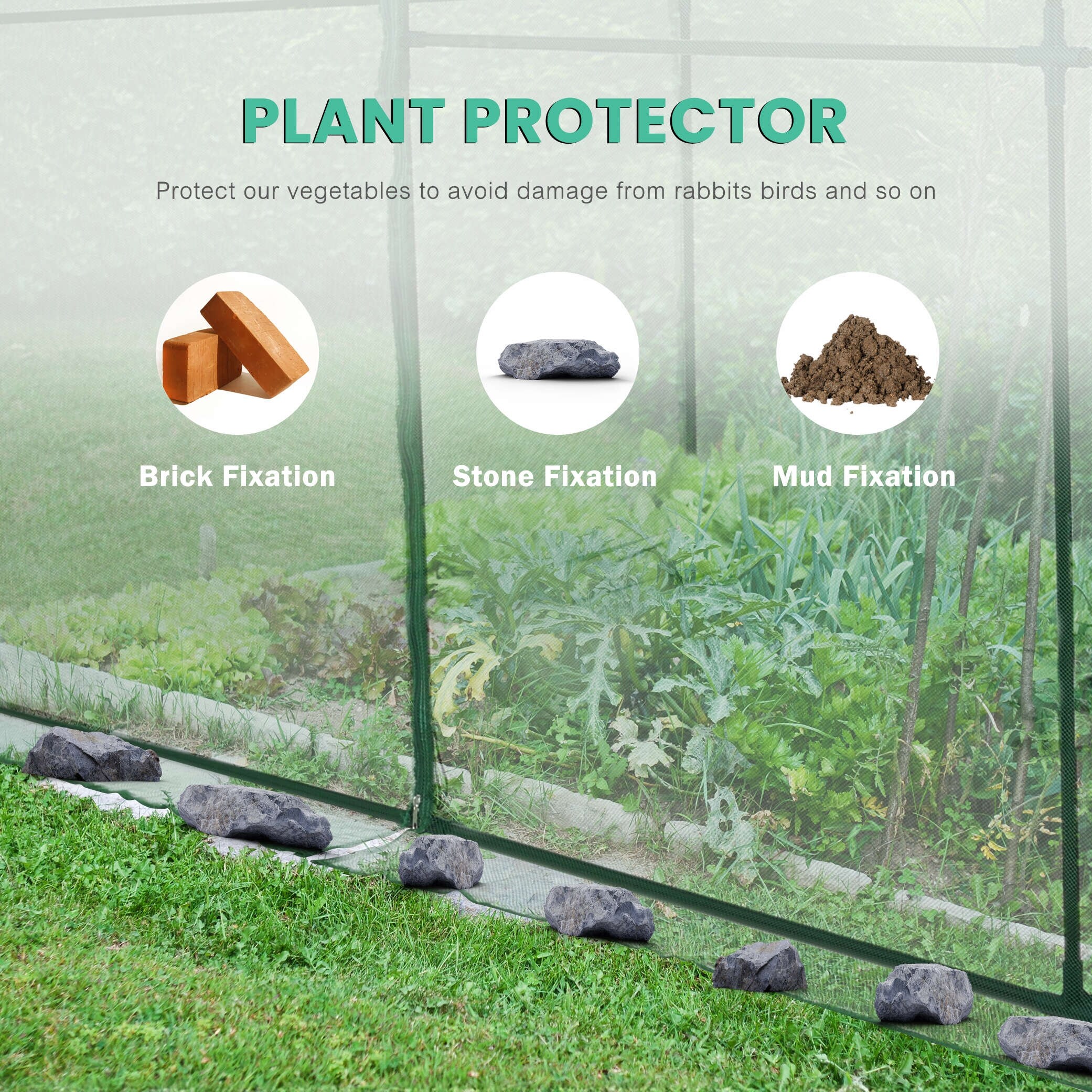 Aoodor 12' x 4' x 6' Crop Cage Plant Protection Netting Tent with