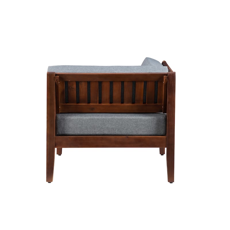 Sayre Outdoor Acacia Corner Chair with Cushion