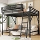 preview thumbnail 10 of 12, Full Size Loft Bed with Ladder and Storage Shelves Black