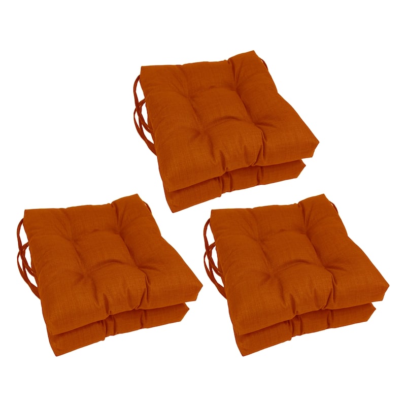 16-inch Square Tufted Indoor/Outdoor Chair Cushions (Set of 6) - Cinnamon
