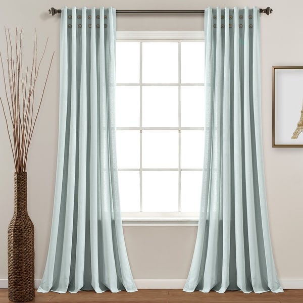 Lush Decor Linen Button Pinched Pleat Window Curtain Single Panel - 84" x 40". Opens flyout.