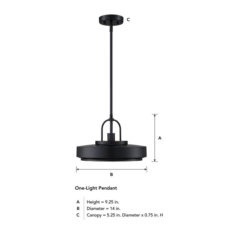 Odea 14 in. 1-Light Matte Black Transitional Pendant Light
