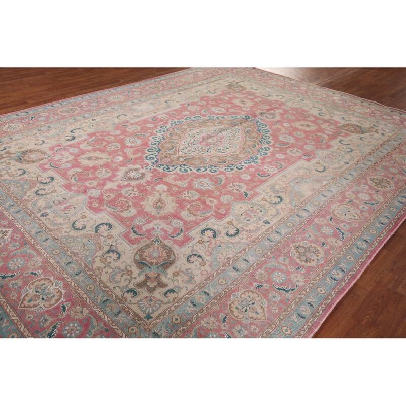 Tabriz Persian Vintage Area Rug Handmade Oriental Wool Carpet - 9'7"x 12'7"