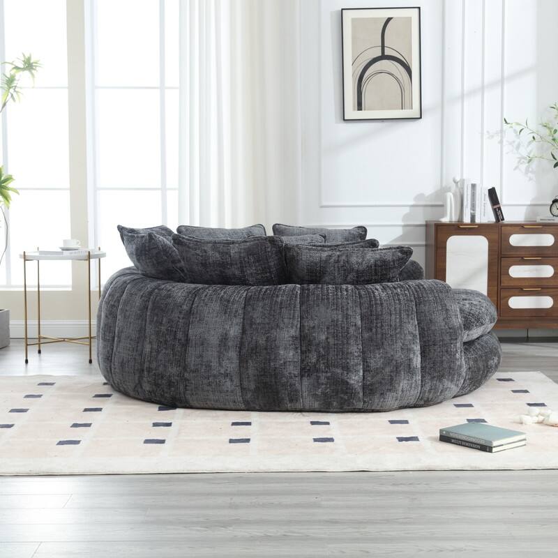 81.10" Double Bread Extra Large Round Sofa Bed with Armrests and Large Cushions