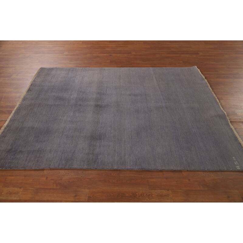 Gray Blue Modern Gabbeh Oriental Area Rug Hand-Knotted Wool Carpet - 5'0" x 6'8"