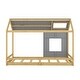 preview thumbnail 8 of 34, Rustic Twin House Bed with Skylight & Guardrails - Sturdy Wooden Support