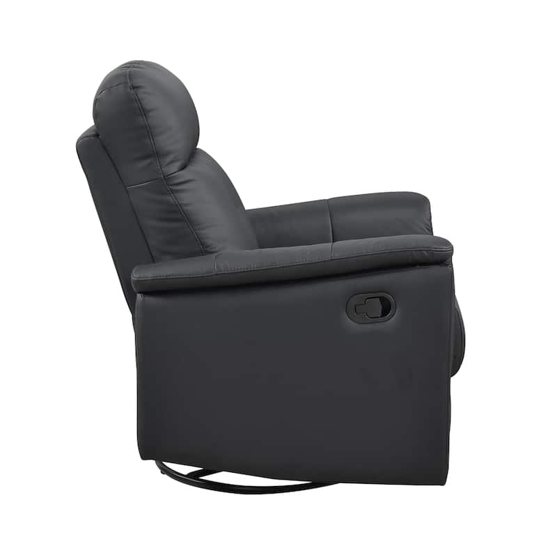 Fremont & Park Monte 35.5" Leather Swivel Glider Manual Recliner - 360-Degree Swivel