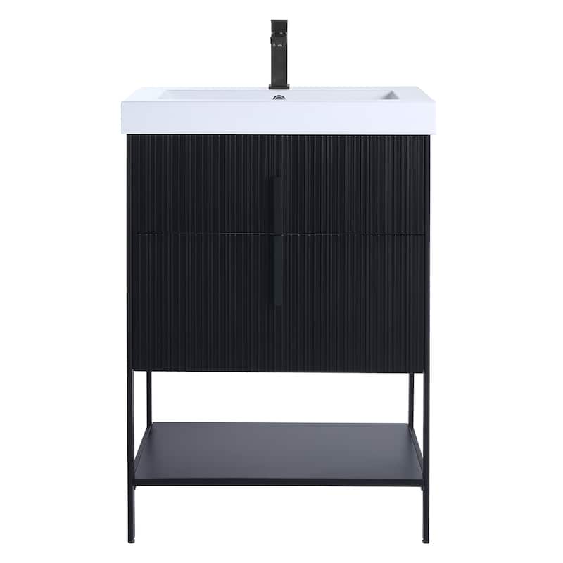 Fine Fixtures Serenity Modern Bathroom Vanity with White Gel Acrylic Top