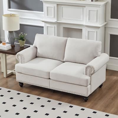 Roomfitters 59.5" Modern Classic Loveseat, Upholstered Fabric Couch with Tufted Design for Living Room