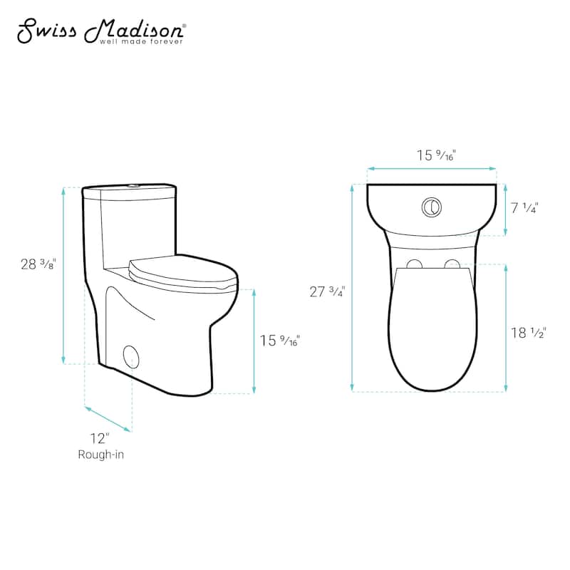 Besanon One-Piece Elongated Toilet Dual-Flush In Matte Black 1.1/1.6 Gpf - 27.75" x 15.55" 28.4"