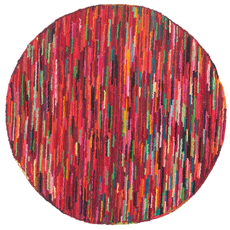 SAFAVIEH Handmade Nantucket Adelyne Contemporary Cotton Rug - 4' Round - Pink/Multi