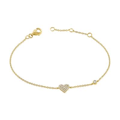Joelle Collection Diamond Pave Heart Bracelet 14K Gold