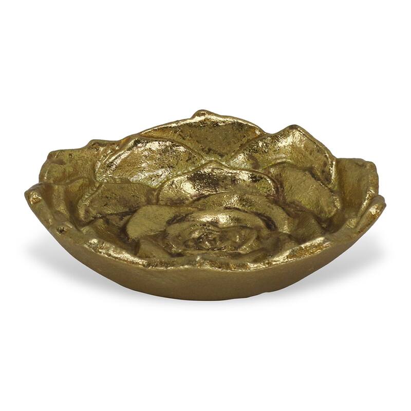 Cheung's Handmade Gold Leaf Cast Iron Lotus Table Decor - Small