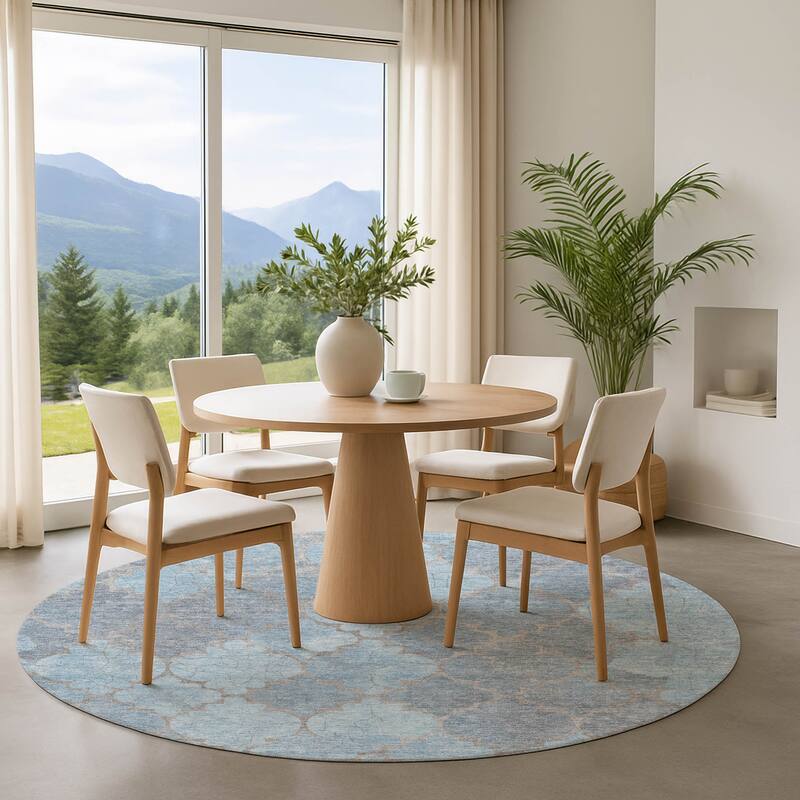 Premium Washable Super Soft Modern Trellis Mayfield Rug - Denim - 8' x 8'