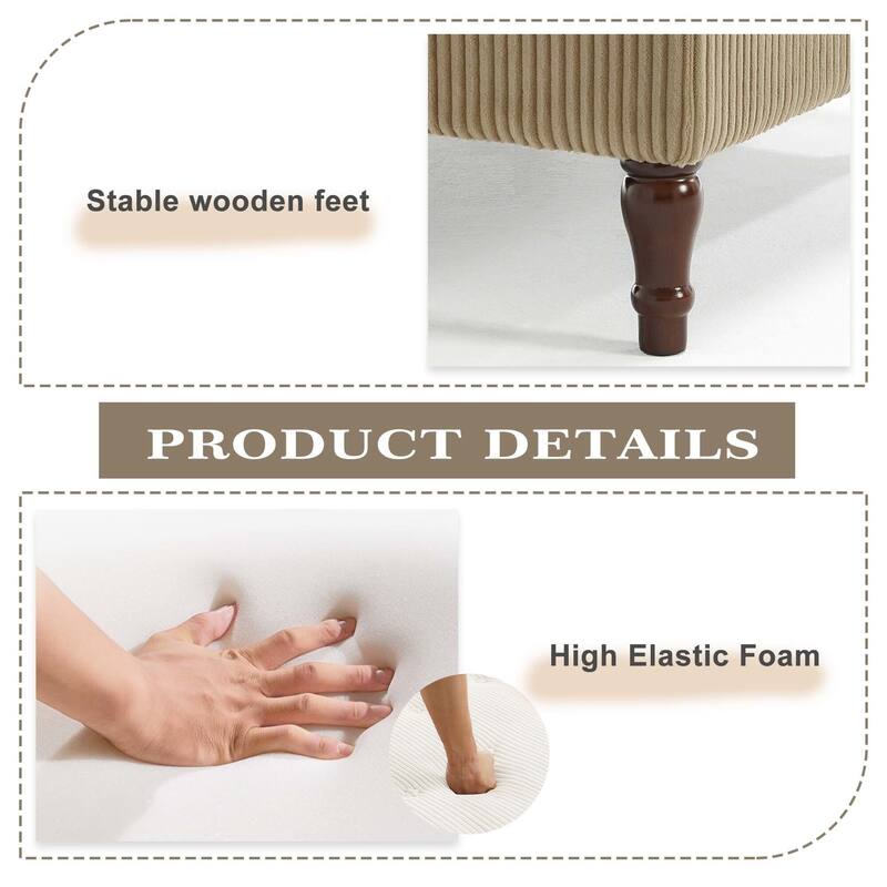 Modular Corduroy Corner Sectional Sofa Couch Set with Tufted Cushion