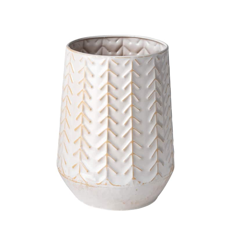 Gemma Green Metal Chevron Vase