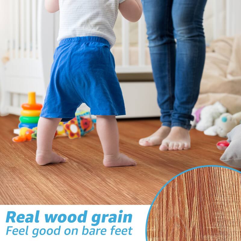 Art3d 36'' x 6'' Interlocking Luxury Vinyl Flooring Tile, Wood Floor Plank,Waterproof, Anti-Slip,18pcs,27 sqft