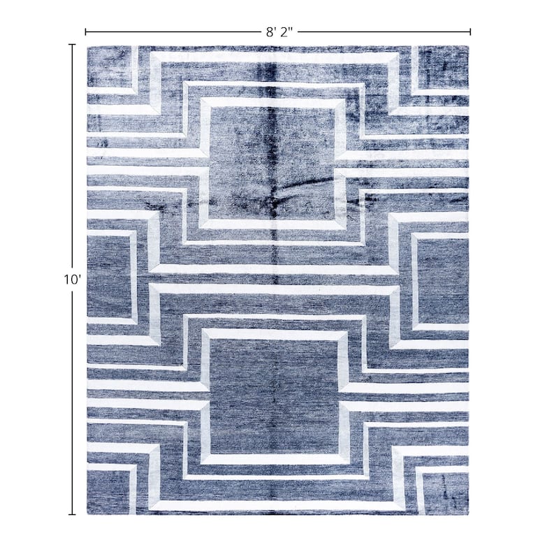 Modern One-of-a-Kind Hand-Knotted Area Rug - Ivory, 8' 2" x 10' 0" - 8' 2" x 10' 0"