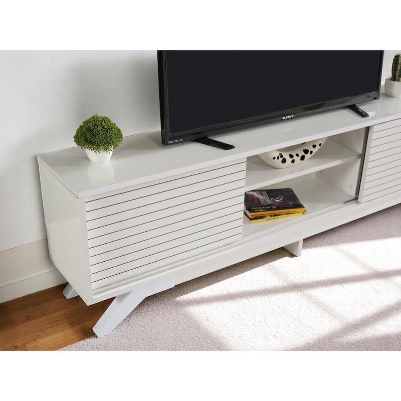 Lucina Modern TV Stand with 2 Sliding Door Cabinet 2 Shelves, Living Room Entertainment Center