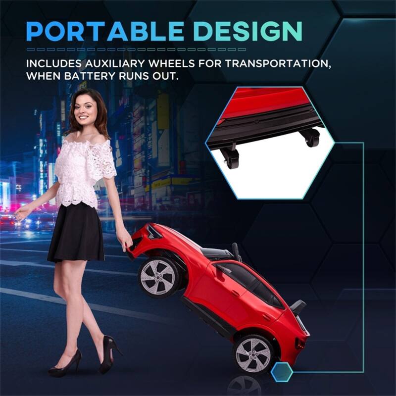 12V Electric Ride-On Car for Toddlers with USB Music LED Lights and Dual Motors Safety Wheels - 42.5" L x 23.5" W x 18.5" H