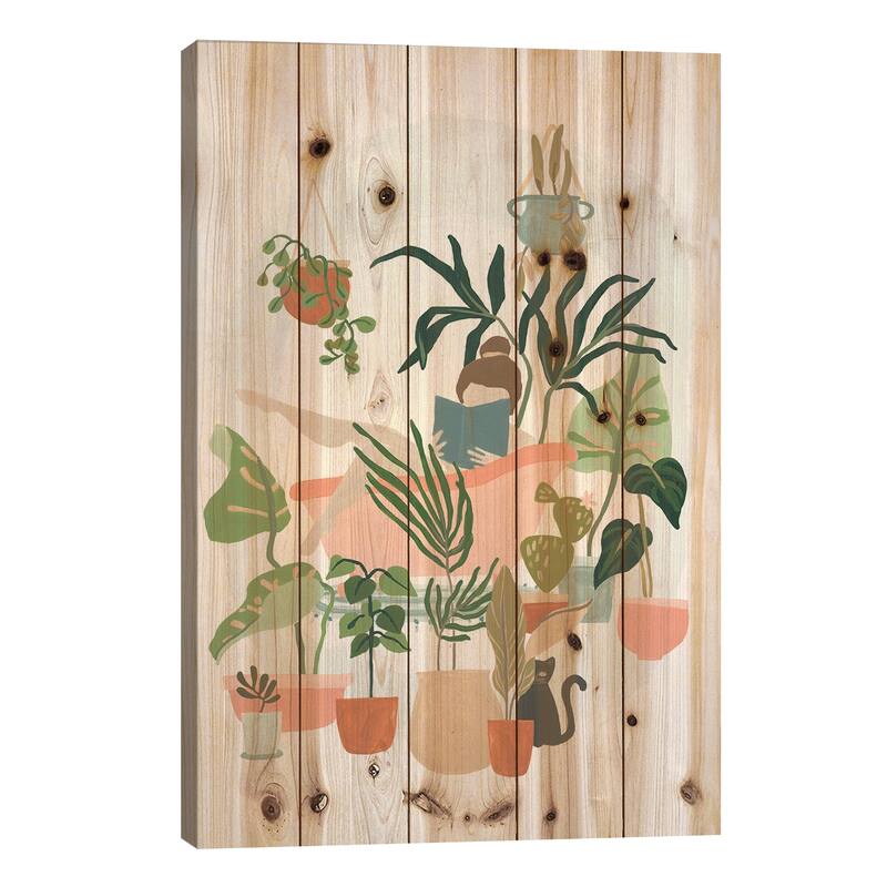 Plant Lady Bath I Print On Wood by June Erica Vess - Multi-Color - 40x26x1.5