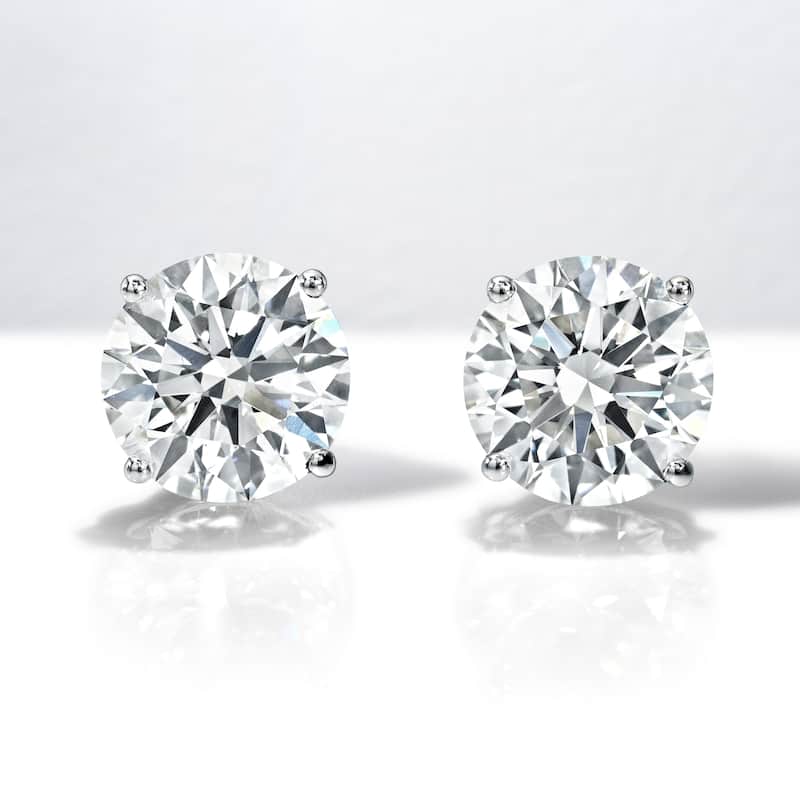 Auriya Natural Round 4-Prong Diamond Stud Earrings 1.00 to 3.00 ct. tw. Push-Back (F-G VS)