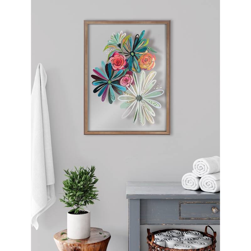 Kate and Laurel Blake Flowers Glass Framed Printed Art by Jessi Raulet