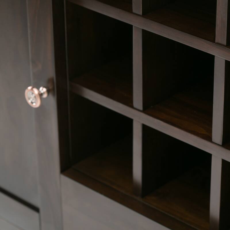 WYNDENHALL Sterling SOLID WOOD 54 inch Wide Transitional Sideboard Buffet Credenza and Wine Rack in Dark Tobacco Brown