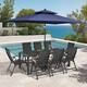 Option Set of 11 - Black Table with Navy Blue Umbrella