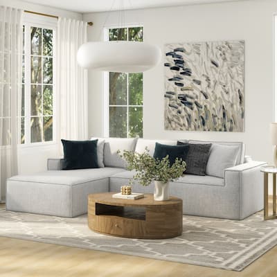 Brenley 110.5" Sofa-in-a-Box Chenille Upholstered Frameless 2-Piece Sectional Sofa