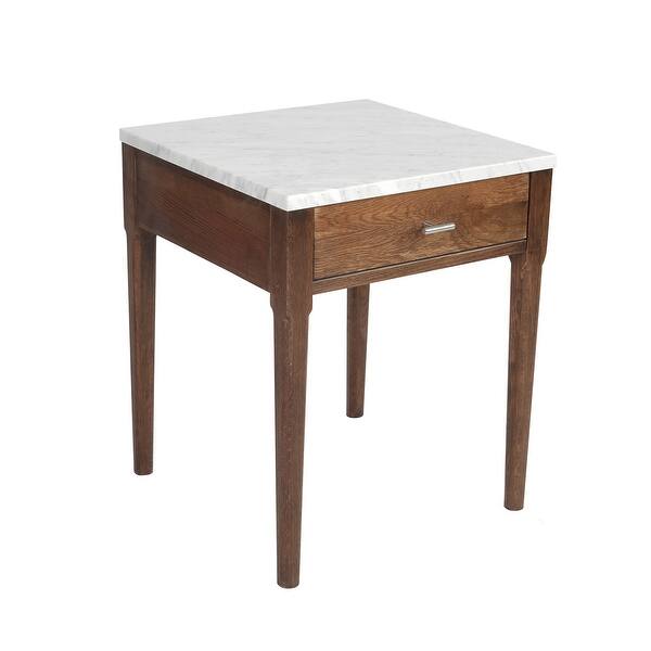 Alto 18 Square Italian Carrara White Marble Side Table With Legs On Sale Overstock 31022502