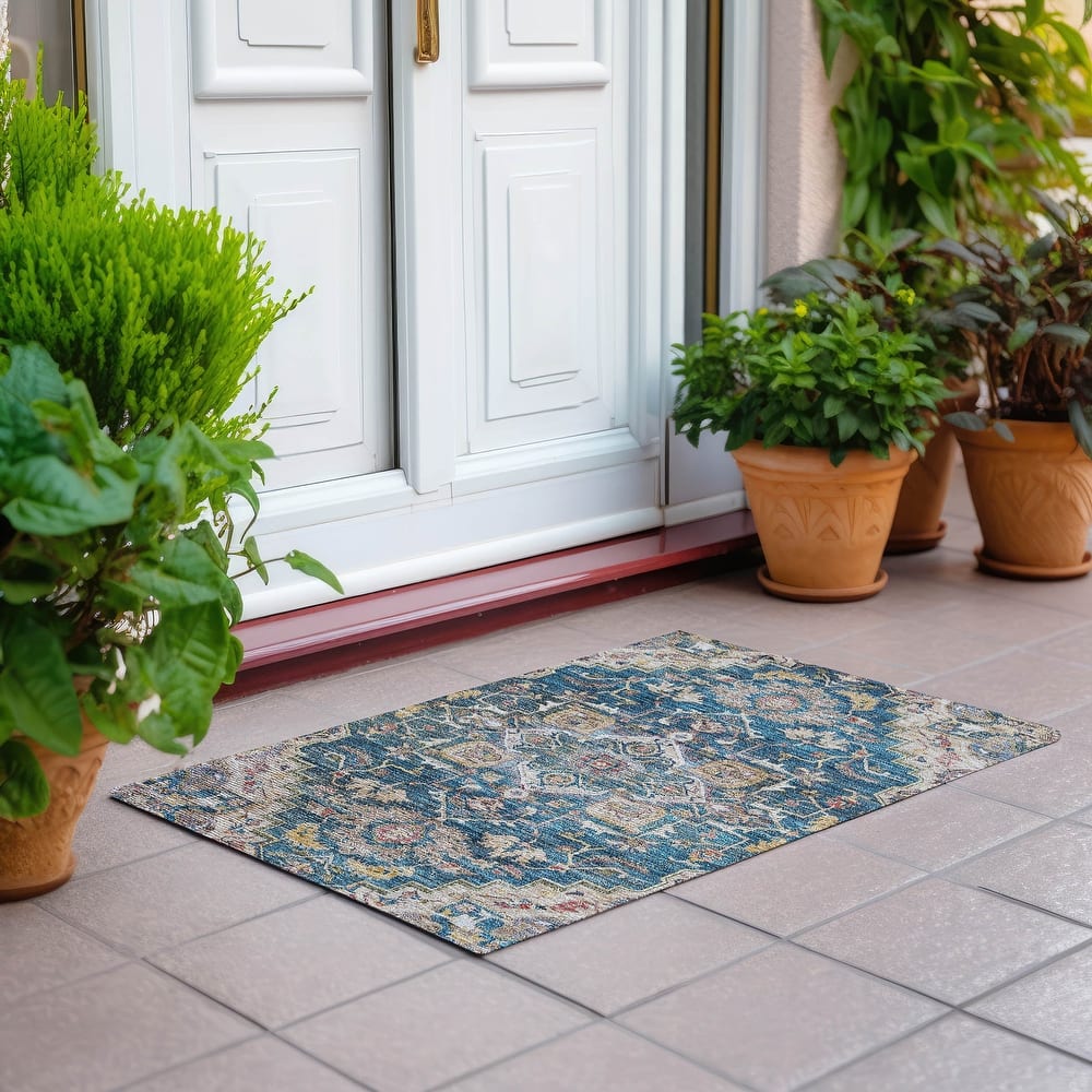 Machine Washable Indoor/ Outdoor Chantille Traditional Boho Rug