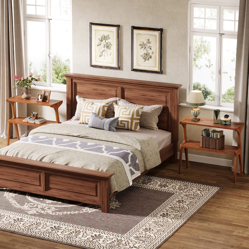 Modern SideTable with Storage Shelf, Sofa End Table with Solid Wood Legs, Bedside Table, Nightstand for Bedroom, Living Room