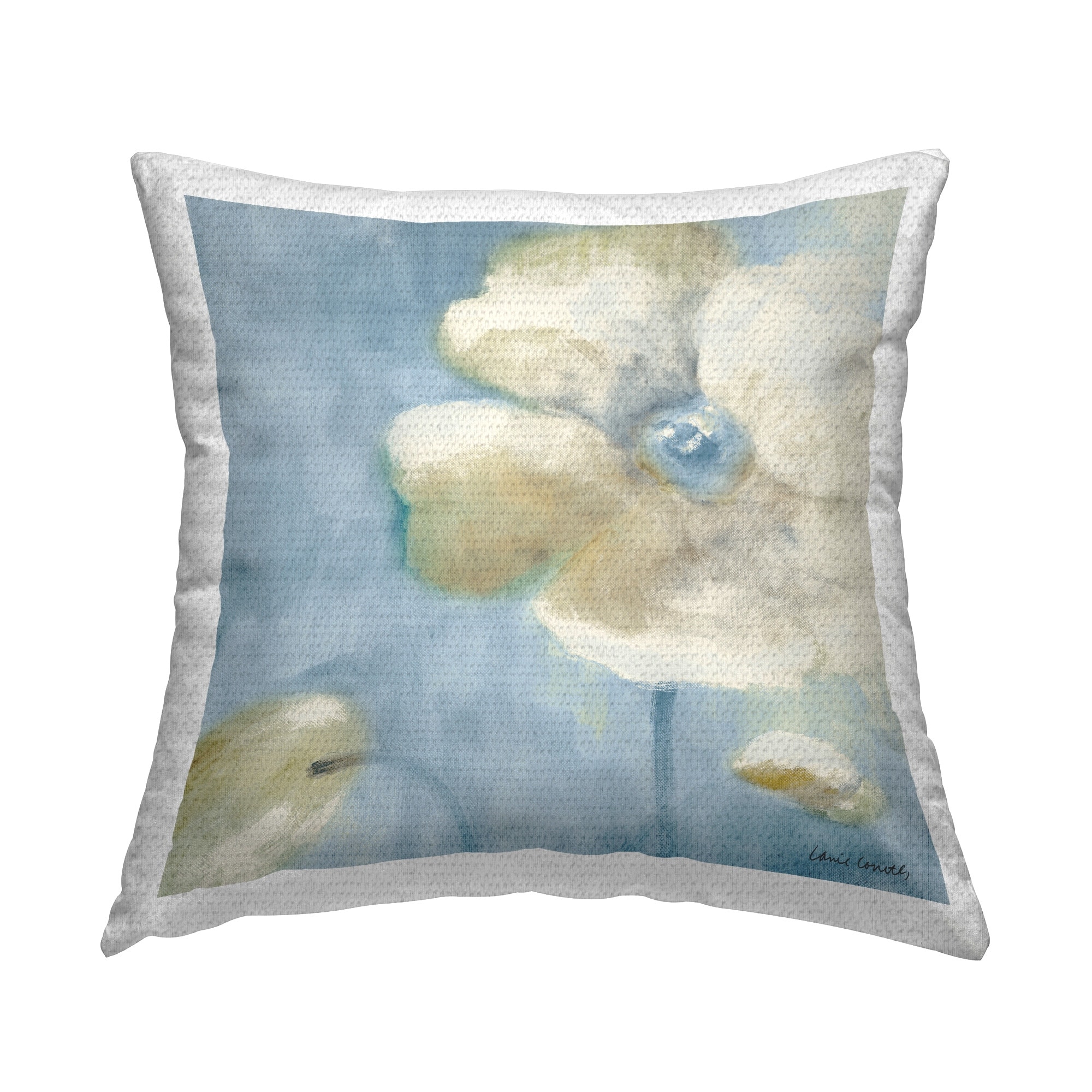 Stupell White Blossom on Blue Printed Outdoor Throw Pillow Design by Lanie Loreth