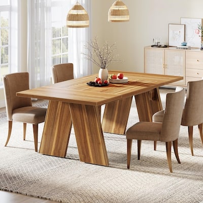 71" Large Dining Table for 6 People, Farmhouse Rectangular Dinner Table