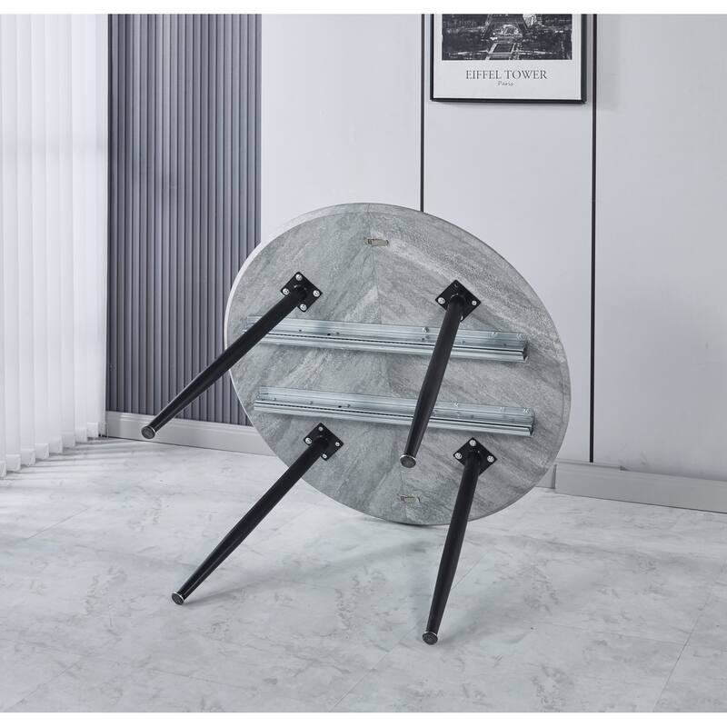 Modern Extensible Oval Dining Table, Kitchen Table with MDF Top & Metal legs, Multi-functional Office Dining Table