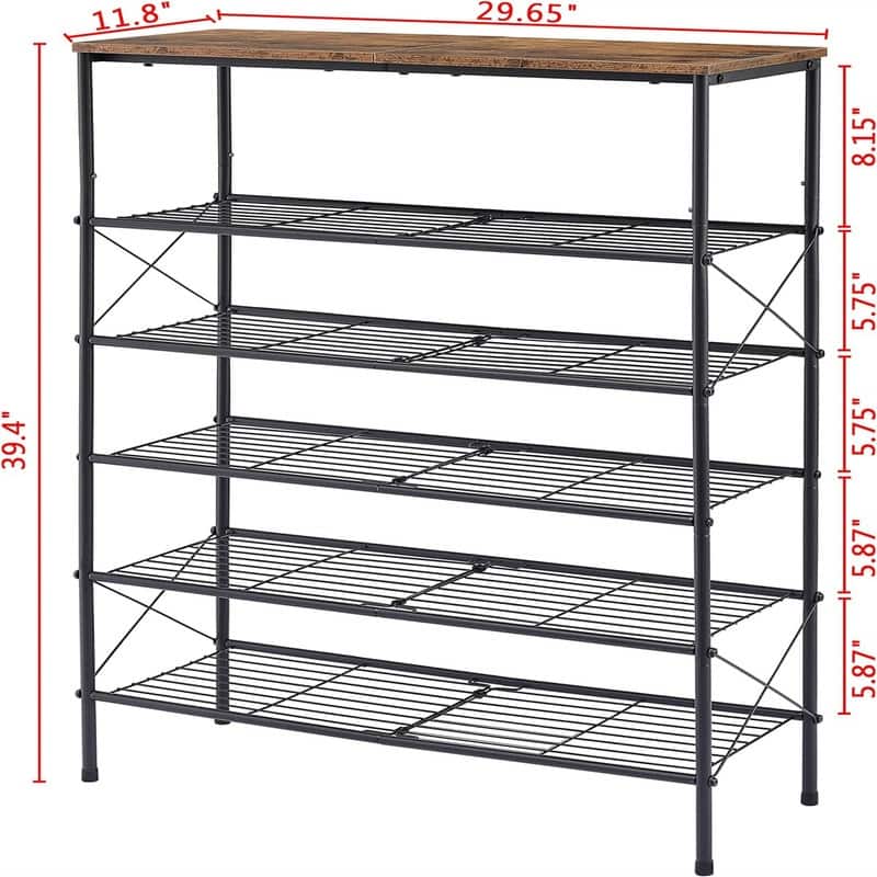 6 Tier Shoe Rack Organizer for 20-24 Pairs of Shoes - 11.8"D x 29.65"W x 39.4"H