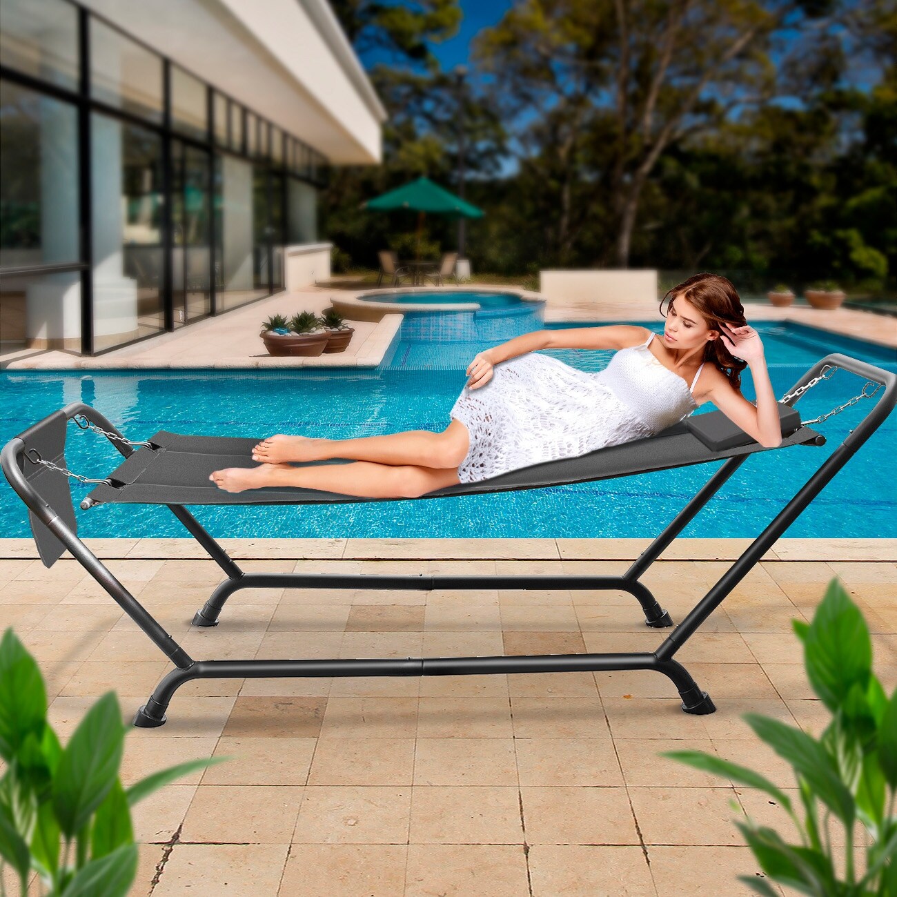 Sorbus Hammock Bed with Stand Features Deluxe Pillow and Storage Pockets Supports 500 Pounds Bed Bath Beyond 19484768