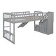 preview thumbnail 10 of 8, Stairway Twin Size Loft Bed with Two Drawers and Slide, Grey