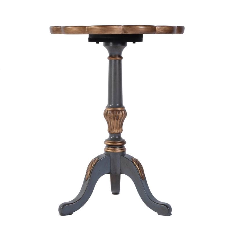 Dansby 20 in. W Round Wood Scalloped Edge Pedestal Side Table