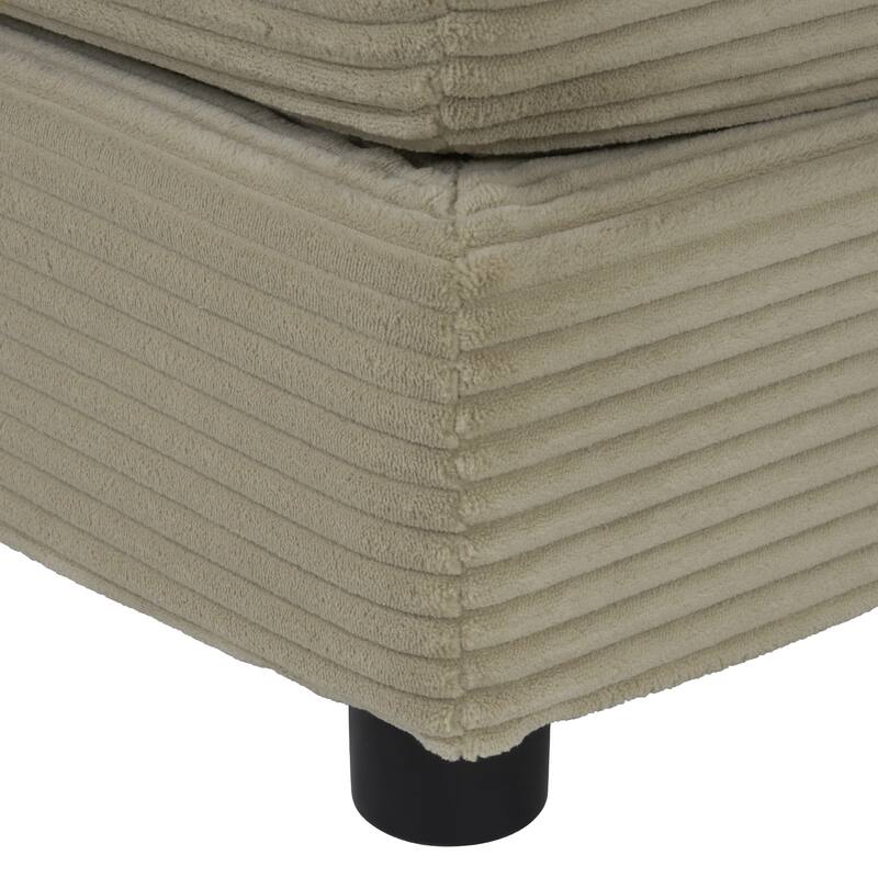 112.6" Corduroy Modular Sectional Sofa with Ottoman and Storage Pockets