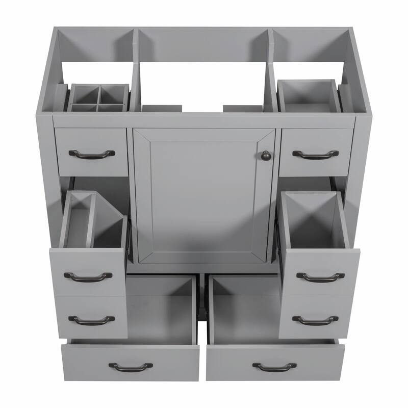 36" Bathroom Vanity with Sink Combo: Six Drawers, Multi-Functional Divider, Adjustable Shelf