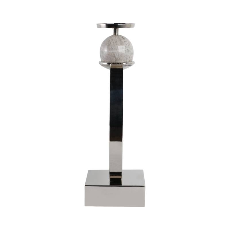 Candle Holder - Metal with Marble Sphere