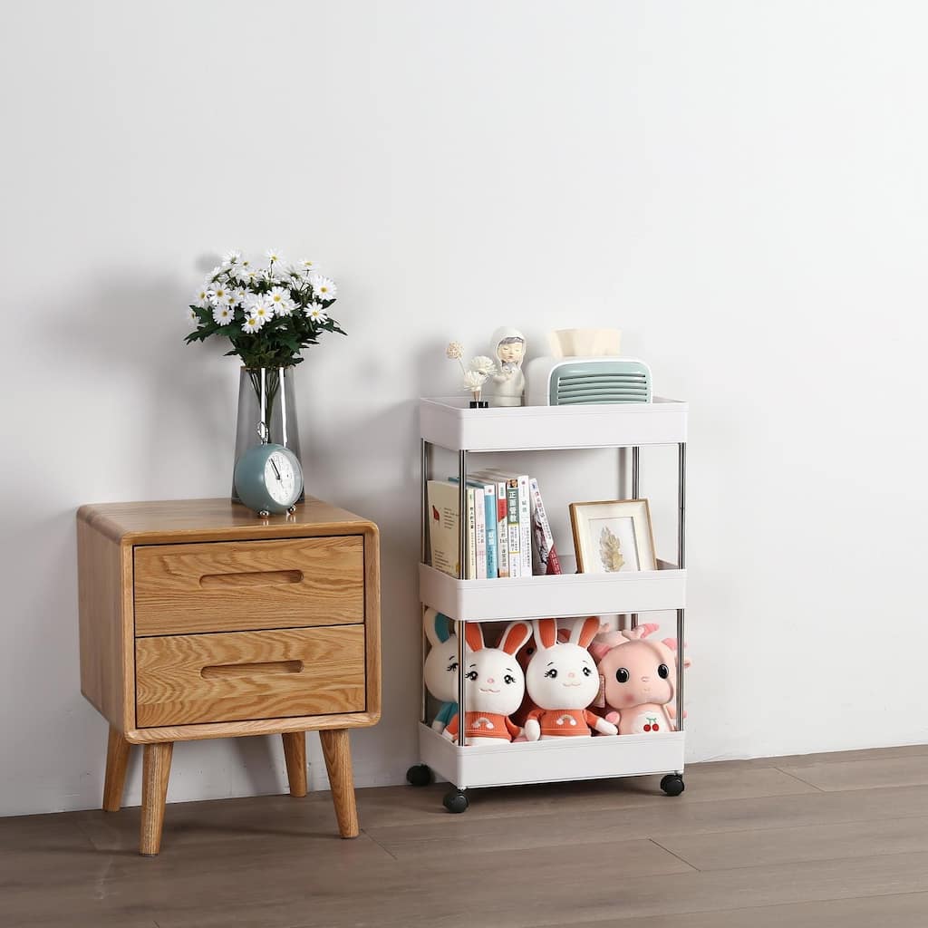 3-Layer Mobile Multi-functional Storage Cart,White
