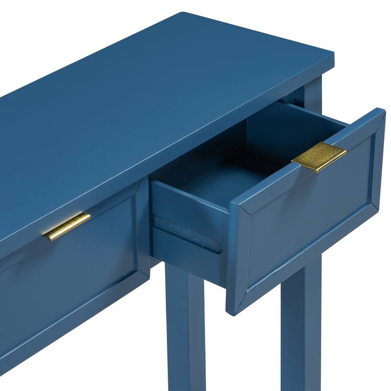 60" Modern Side Table with 4 Drawers & Shelf