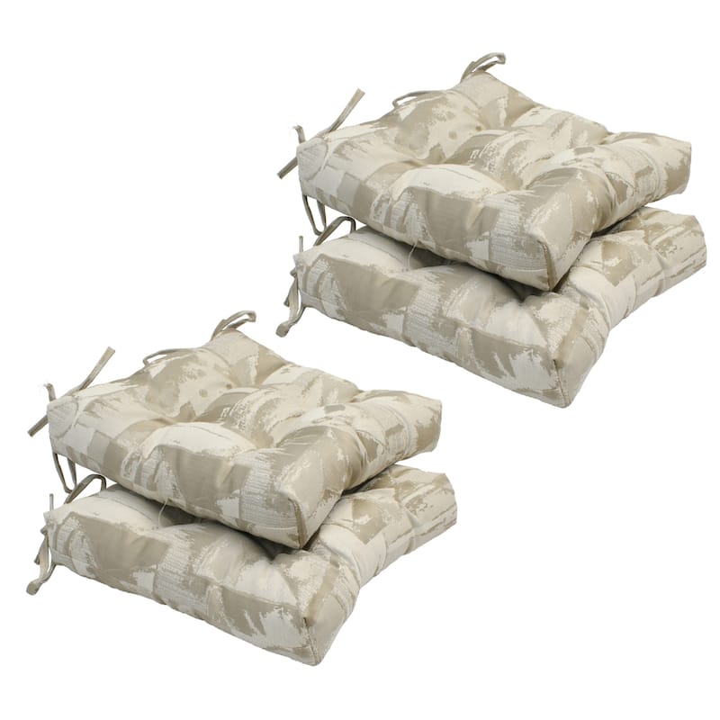 16-inch Square Back Tufted Indoor Chair Cushion (Set of 2, 4, or 6, Multiple Fabrics) - 16 x 16 - Set of 4 - Getty Globe