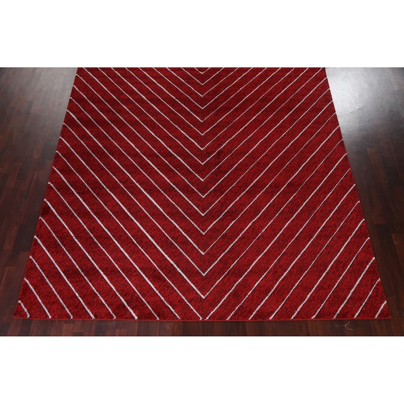 Red Chevron Style Transitional Oriental Turkish Rug Modern Carpet