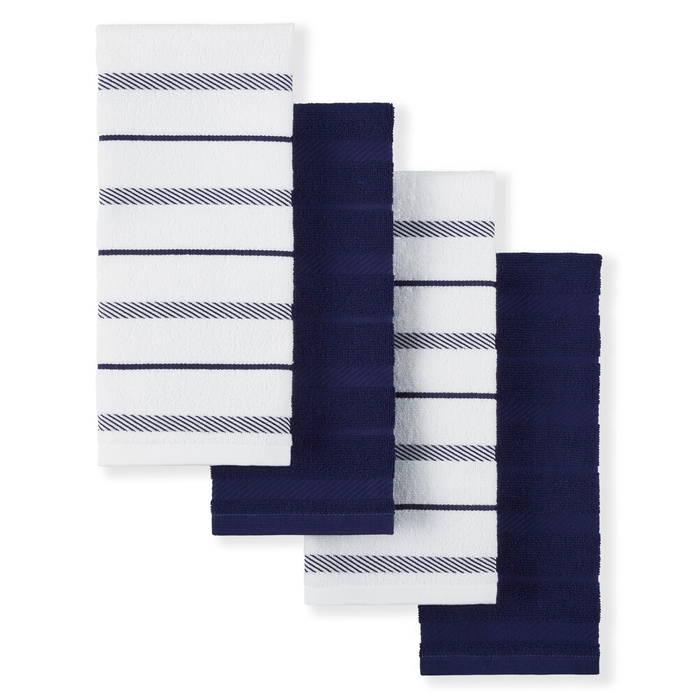T-Fal Dual Terry Stripe Navy 2-pc. Kitchen Towel, Color: Navy