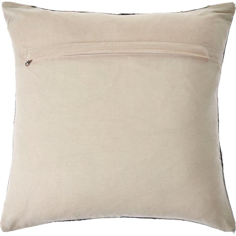 Handwoven Rustic Chevron Faux Hide Square Throw Pillow - 20" - Gray and Brown