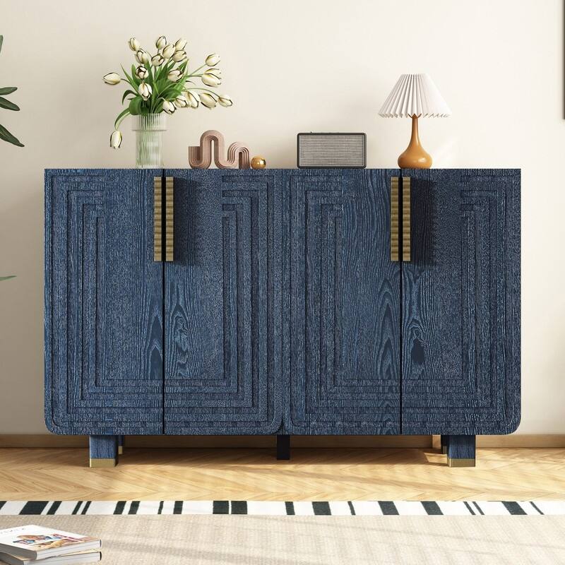 Retro 54" Vintage Sideboard with Adjustable Shelves for Versatile Storage Solutions - Antique Navy